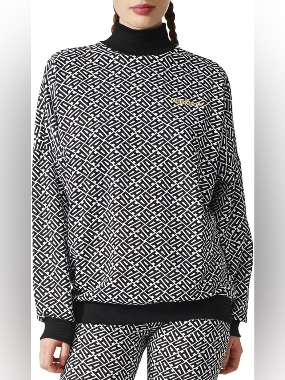 adidas Originals Women's Aop (All Over Print) Sweatshirt in black and white